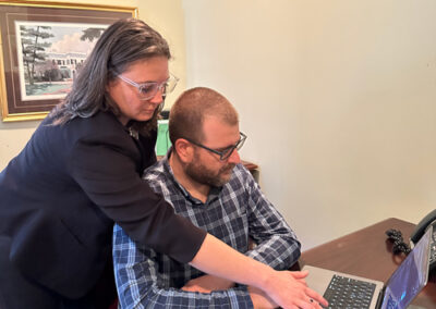 Cynthia and Geoff working together.