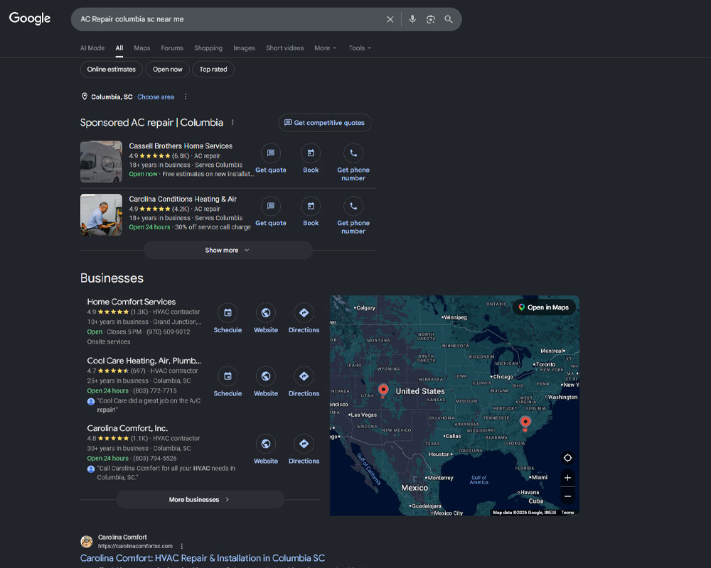 google-sponsored-ads-map-pack-results-columbia-sc sass-ui-mocks-o4
